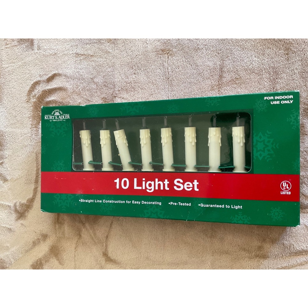 Kurt S Adler 10 Light Candle Set Cream Wax Drip Clip On Christmas Tree Lights